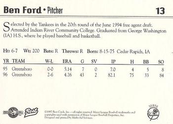 1997 Best Tampa Yankees #13 Ben Ford Back
