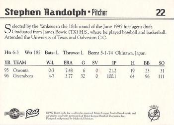 1997 Best Tampa Yankees #22 Stephen Randolph Back