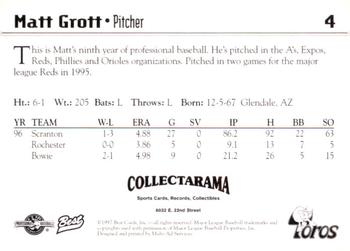1997 Best Tucson Toros #4 Matt Grott Back