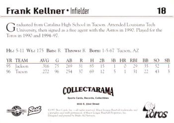 1997 Best Tucson Toros #18 Frank Kellner Back