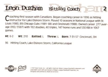 1997 Best Vancouver Canadians #2 Leon Durham Back