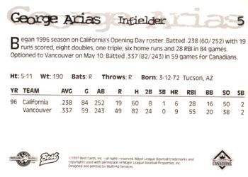 1997 Best Vancouver Canadians #5 George Arias Back