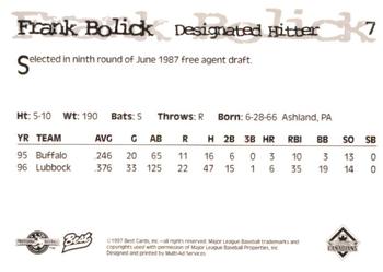 1997 Best Vancouver Canadians #7 Frank Bolick Back