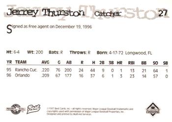 1997 Best Vancouver Canadians #27 Jerrey Thurston Back
