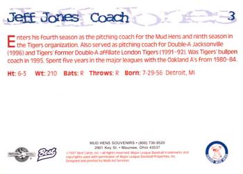 1997 Best Toledo Mud Hens #3 Jeff Jones Back