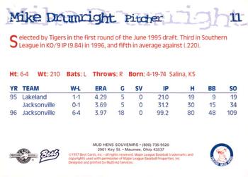 1997 Best Toledo Mud Hens #11 Mike Drumright Back