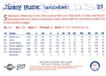 1997 Best Toledo Mud Hens #23 Jimmy Hurst Back