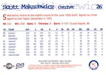 1997 Best Toledo Mud Hens #26 Scott Makarewicz Back