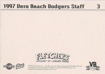 1997 Best Vero Beach Dodgers #3 Vero Beach Dodgers Staff Back