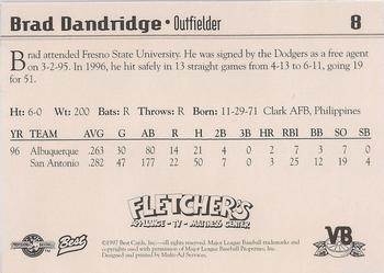 1997 Best Vero Beach Dodgers #8 Brad Dandridge Back
