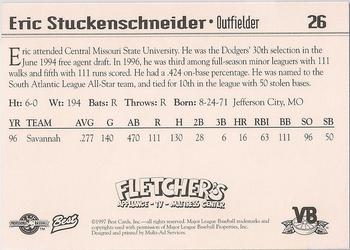 1997 Best Vero Beach Dodgers #26 Eric Stuckenschneider Back