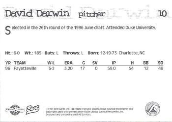 1997 Best West Michigan Whitecaps #10 David Darwin Back