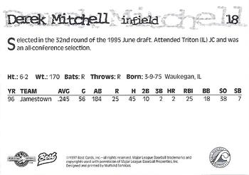 1997 Best West Michigan Whitecaps #18 Derek Mitchell Back