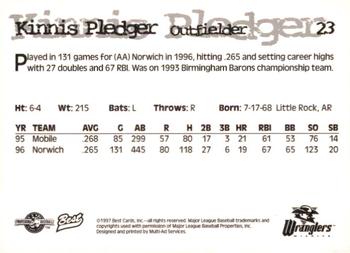 1997 Best Wichita Wranglers #23 Kinnis Pledger Back