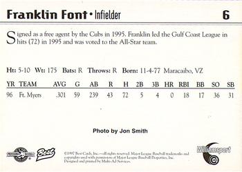 1997 Best Williamsport Cubs #6 Franklin Font Back