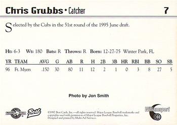 1997 Best Williamsport Cubs #7 Chris Grubbs Back