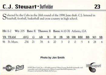 1997 Best Williamsport Cubs #23 C.J. Stewart Back