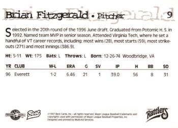 1997 Best Wisconsin Timber Rattlers #9 Brian Fitzgerald Back