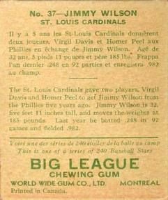1933 World Wide Gum (V353) #37 Jimmie Wilson Back