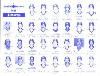 1981 Seattle Mariners Roster Sheet #NNO Seattle Mariners Front