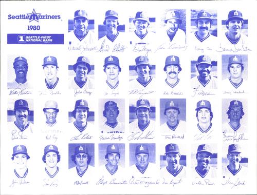 1980 Seattle First National Bank Seattle Mariners Roster Sheet #NNO Seattle Mariners Front
