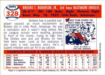 1997 Topps Stars - Rookie Reprints #13 Brooks Robinson Back
