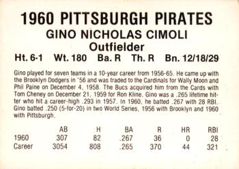 1980 TCMA 1960 Pittsburgh Pirates #NNO Gino Cimoli Back