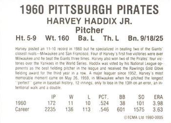 1980 TCMA 1960 Pittsburgh Pirates #0005 Harvey Haddix Back