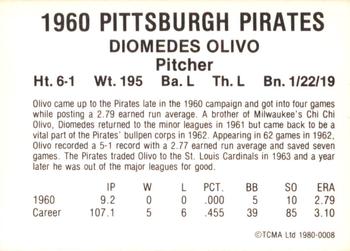 1980 TCMA 1960 Pittsburgh Pirates #0008 Diomedes Olivo Back