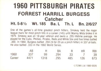 1980 TCMA 1960 Pittsburgh Pirates #0026 Smoky Burgess Back