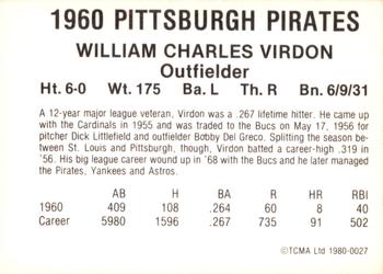 1980 TCMA 1960 Pittsburgh Pirates #0027 Bill Virdon Back