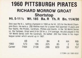 1980 TCMA 1960 Pittsburgh Pirates #0032 Dick Groat Back