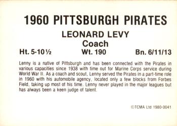 1980 TCMA 1960 Pittsburgh Pirates #0041 Lenny Levy Back