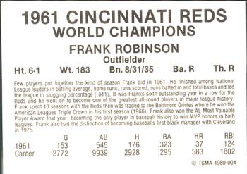 1980 TCMA 1961 Cincinnati Reds #004 Frank Robinson Back