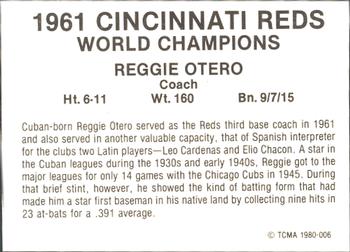 1980 TCMA 1961 Cincinnati Reds #006 Reggie Otero Back