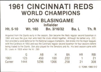 1980 TCMA 1961 Cincinnati Reds #012 Don Blasingame Back