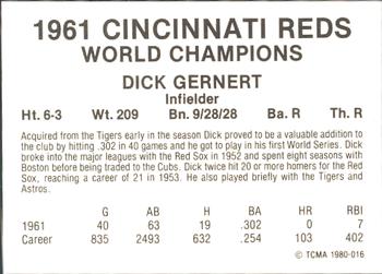 1980 TCMA 1961 Cincinnati Reds #016 Dick Gernert Back