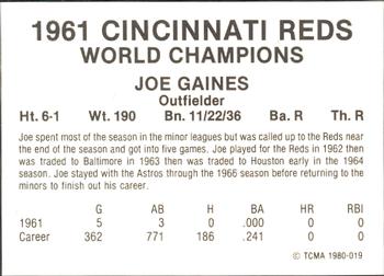 1980 TCMA 1961 Cincinnati Reds #019 Joe Gaines Back