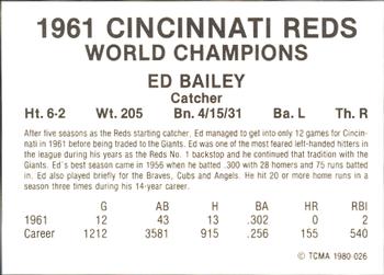 1980 TCMA 1961 Cincinnati Reds #026 Ed Bailey Back