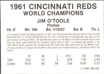 1980 TCMA 1961 Cincinnati Reds #028 Jim O'Toole Back