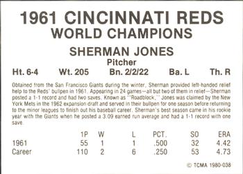 1980 TCMA 1961 Cincinnati Reds #038 Sherman Jones Back