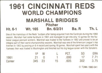 1980 TCMA 1961 Cincinnati Reds #041 Marshall Bridges Back
