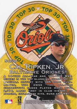 1997 Ultra - Top 30 Gold Medallion #5 Cal Ripken, Jr. Back