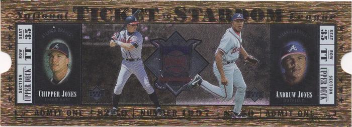 1997 Collector's Choice - Ticket to Stardom Combos #TS1 Chipper Jones / Andruw Jones Front