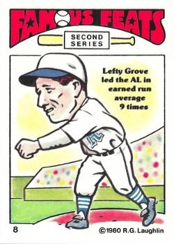 1980 Laughlin Famous Feats Second Series #8 Lefty Grove Front