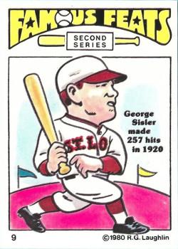 1980 Laughlin Famous Feats Second Series #9 George Sisler Front