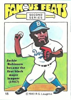 1980 Laughlin Famous Feats Second Series #18 Jackie Robinson Front
