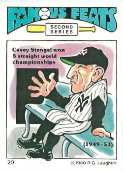 1980 Laughlin Famous Feats Second Series #20 Casey Stengel Front