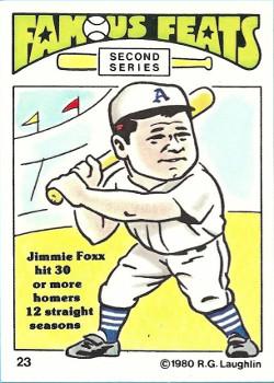1980 Laughlin Famous Feats Second Series #23 Jimmie Foxx Front