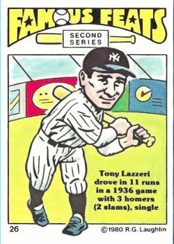 1980 Laughlin Famous Feats Second Series #26 Tony Lazzeri Front